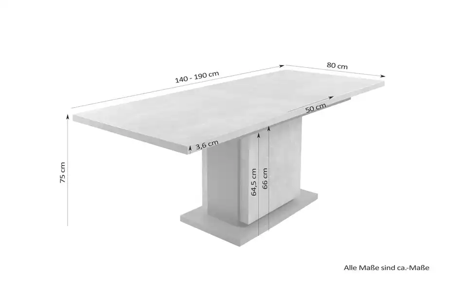 Säulentisch mit Auszug Britta BHL 140|75|80 cm