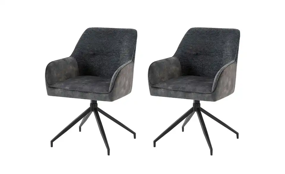 Armlehnenstuhl 2er-Set extra breite Sitzschale Jacky BHL 62|87|56 cm, Samt