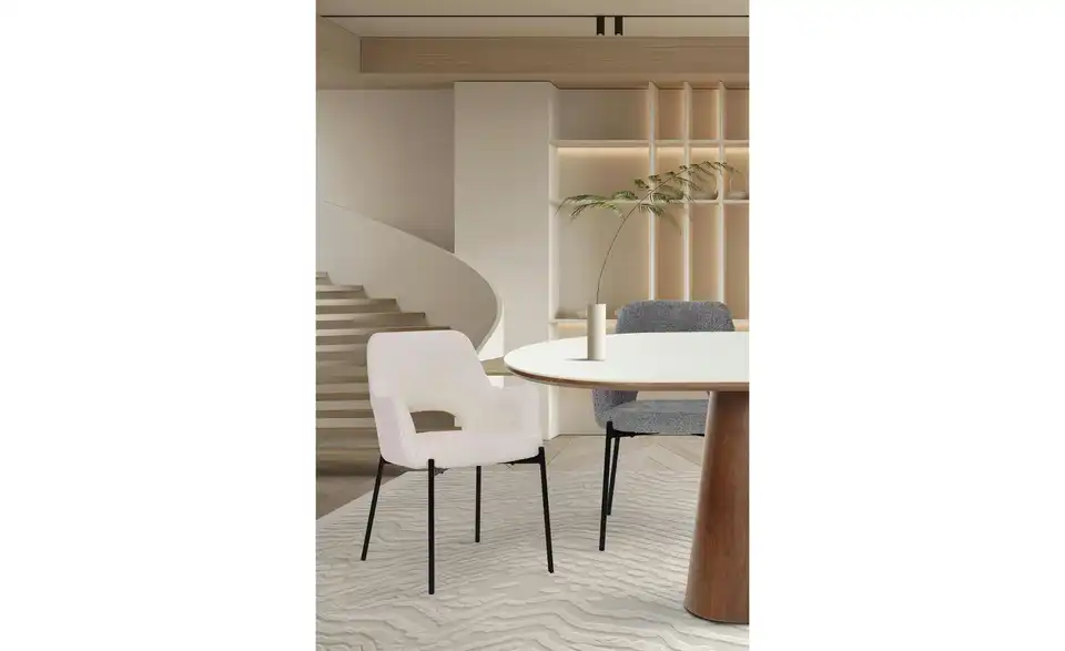 Armlehnstuhl 2er-Set BHL 60,5|84|56 cm, Boucléstoff