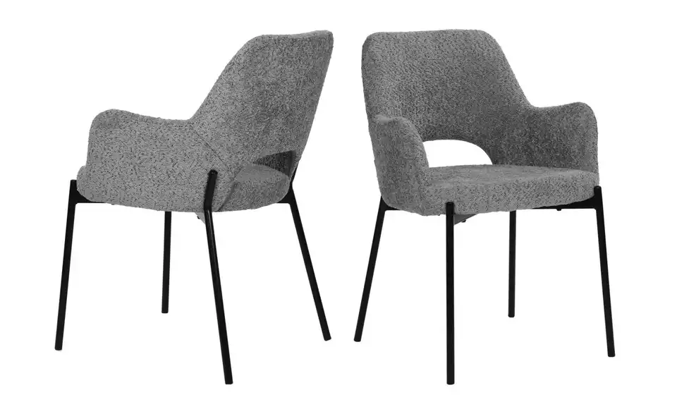 Armlehnstuhl 2er-Set BHL 60,5|84|56 cm, Boucléstoff