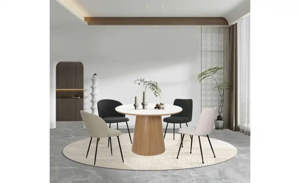 Stuhl 2er-Set BHL 58,5|83|46 cm, Boucléstoff