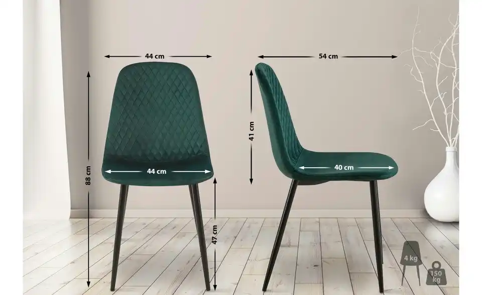 Esszimmerstuhl Giverny BHL 44|88|54 cm, Samt