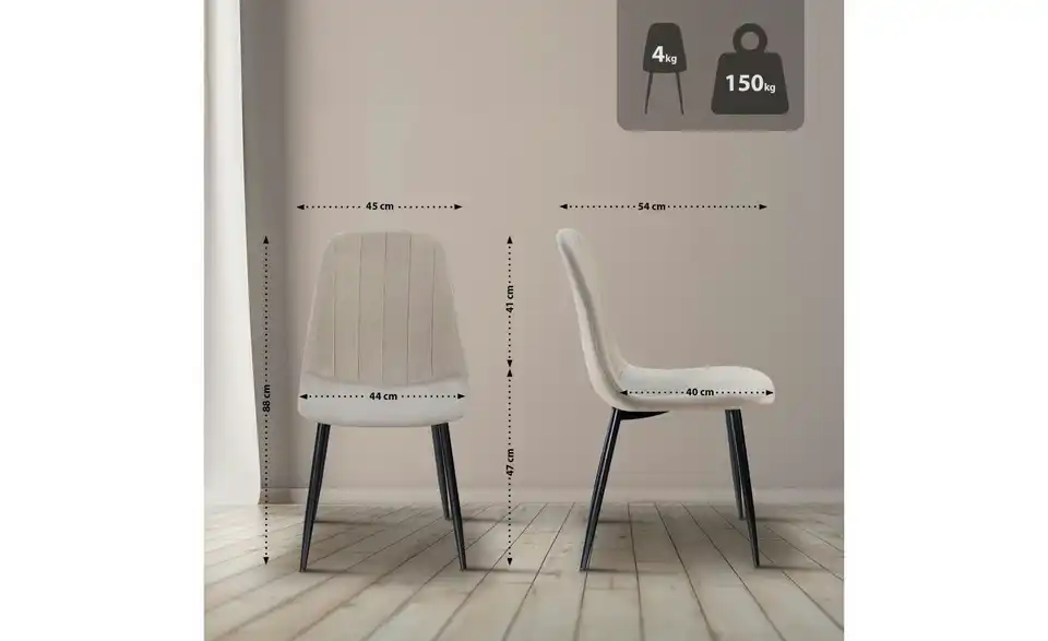 Esszimmerstuhl Baxter BHL 45|88|54 cm, Samt