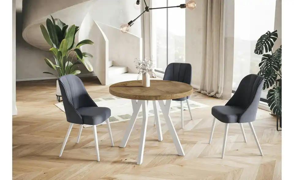 Esstisch ausziehbar Ove L 80 cm, Ø 80 cm