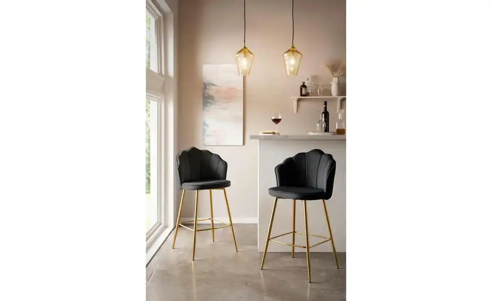 Barhocker 2er-Set BHL 52|100|54 cm, Samt