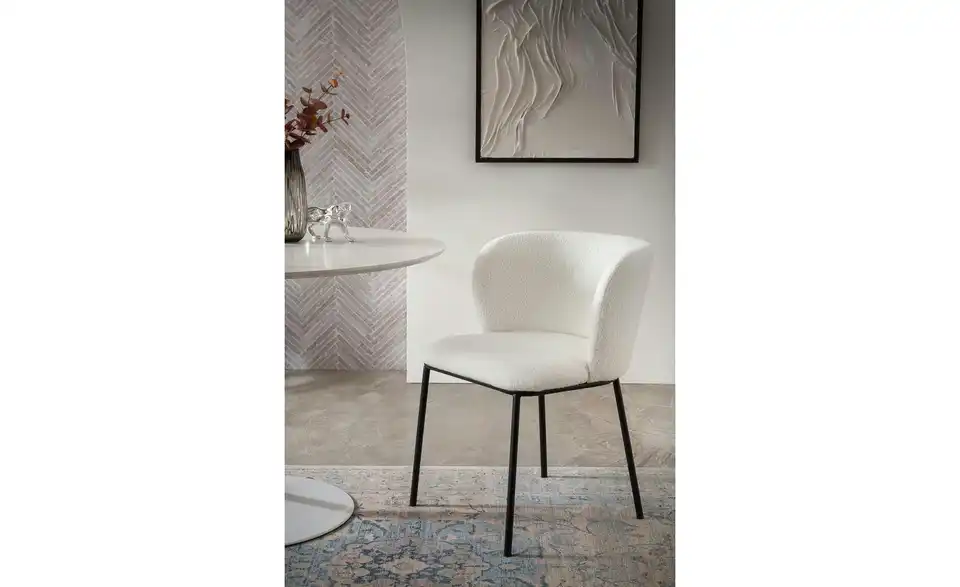 Stuhl 2er-Set BHL 54,5|76|59 cm, Boucléstoff