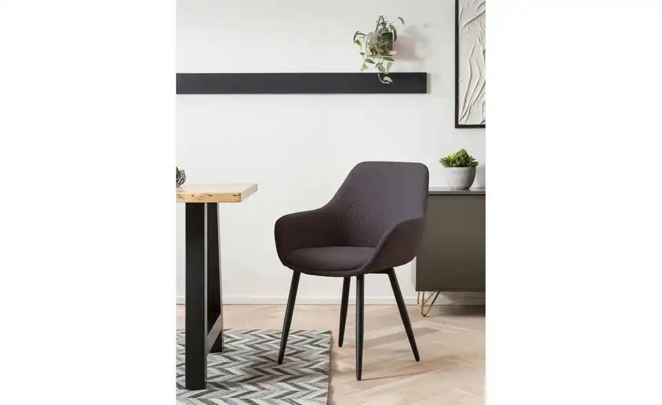 Stuhl 2er-Set BHL 64|86|59 cm, Boucléstoff