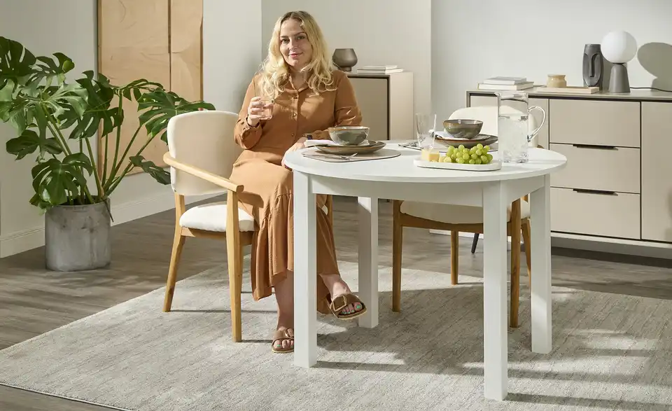 smart Ausziehbarer Esstisch in verschiedenen Größen Ben H 75 cm, Ø 100 cm