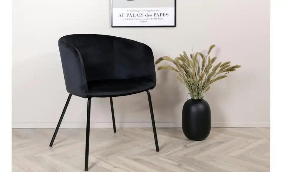 Esszimmerstuhl mit Armlehne aus Velour Berit BHL 55|78|55 cm, Samt