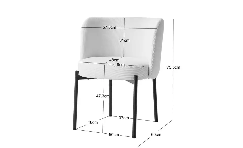 Stuhl 2er-Set Grimstad BHL 50|76|60 cm, Kunstfaser