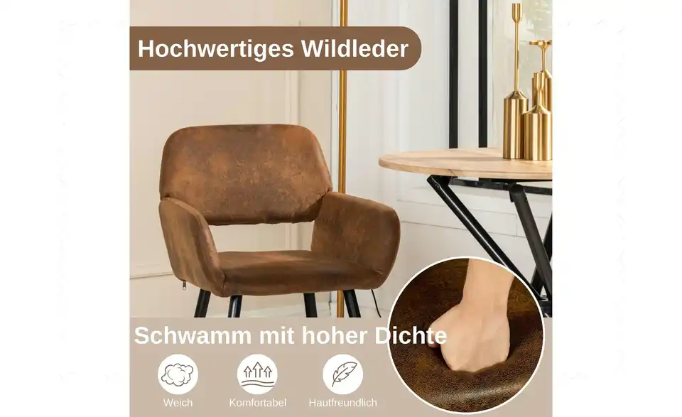 Esszimmerstuhl 2er-Set Mayfair BHL 56|80,5|53 cm, Wildleder