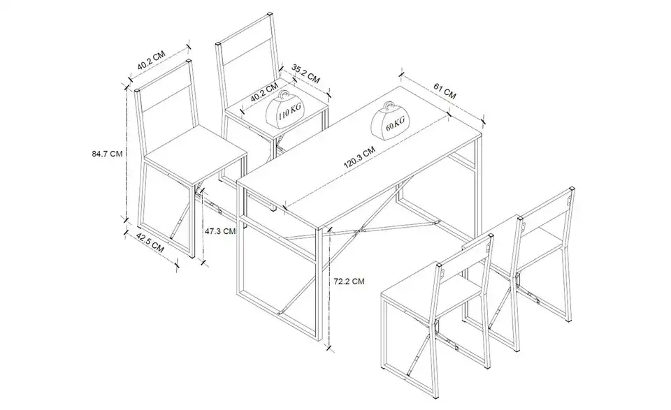 Esstisch BHL 120|84,7|60 cm
