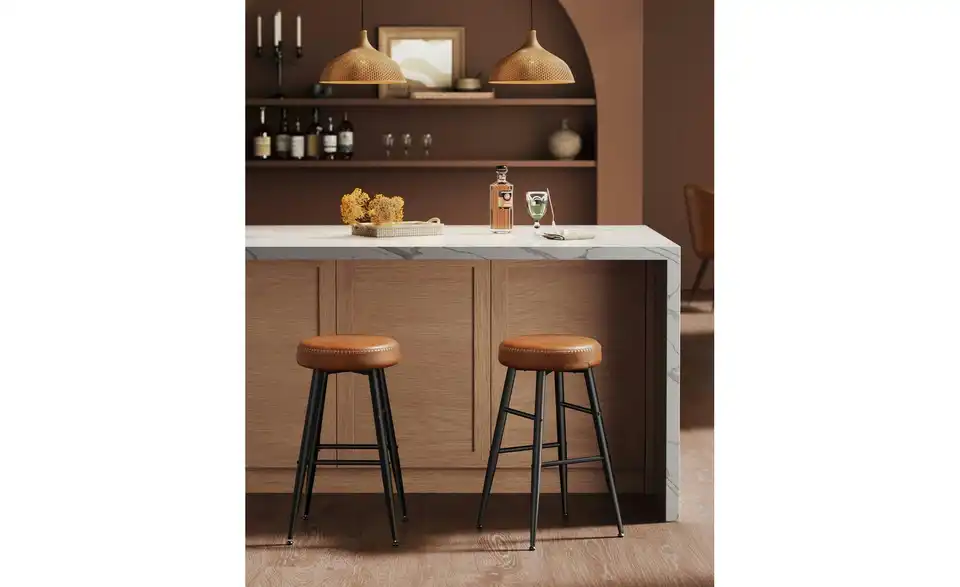 Barhocker 2er-Set BHL 49,5|63|49,5 cm, Leder