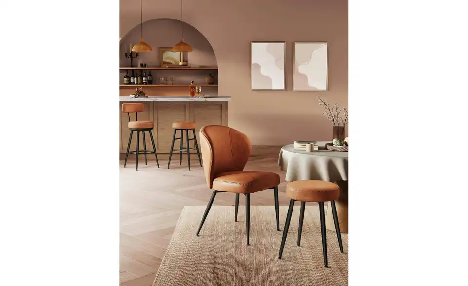 Barhocker 2er-Set BHL 49,5|63|49,5 cm, Leder