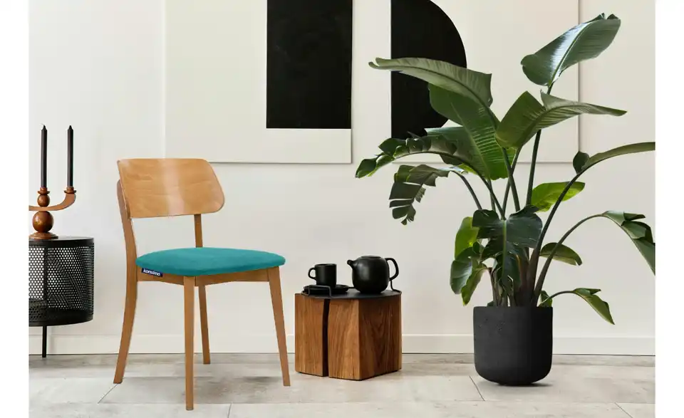 KONSIMO Holzstuhl 2er-Set BHL 47|80,5|45 cm, Webstoff