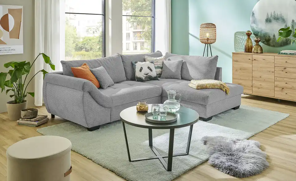 bobb Ecksofa Krissy BHT 251|88|190 cm, Cordstoff