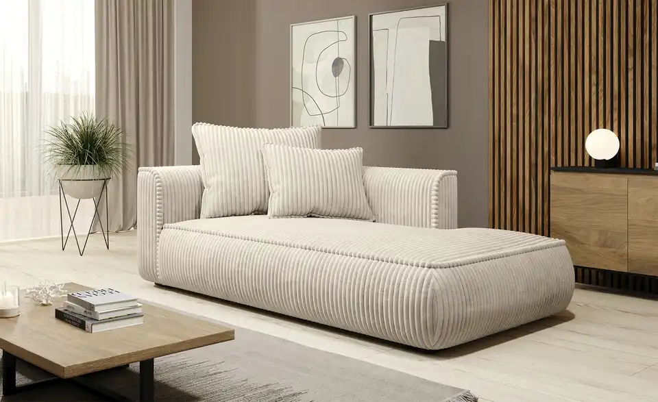 Chaiselongue Modena BHT 208|95|124 cm, Cordstoff grob