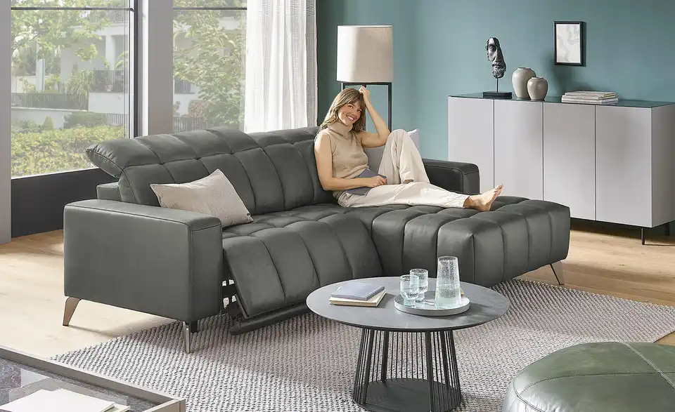 uno Ecksofa mit Relaxfunktion Luzern BHT 256|83|179 cm, Leder