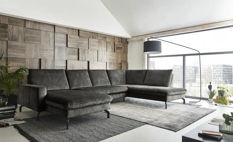 meinSofa Wohnlandschaft aus Mikrofaser Grace BHT 337|89|220 cm, Mikrofaser