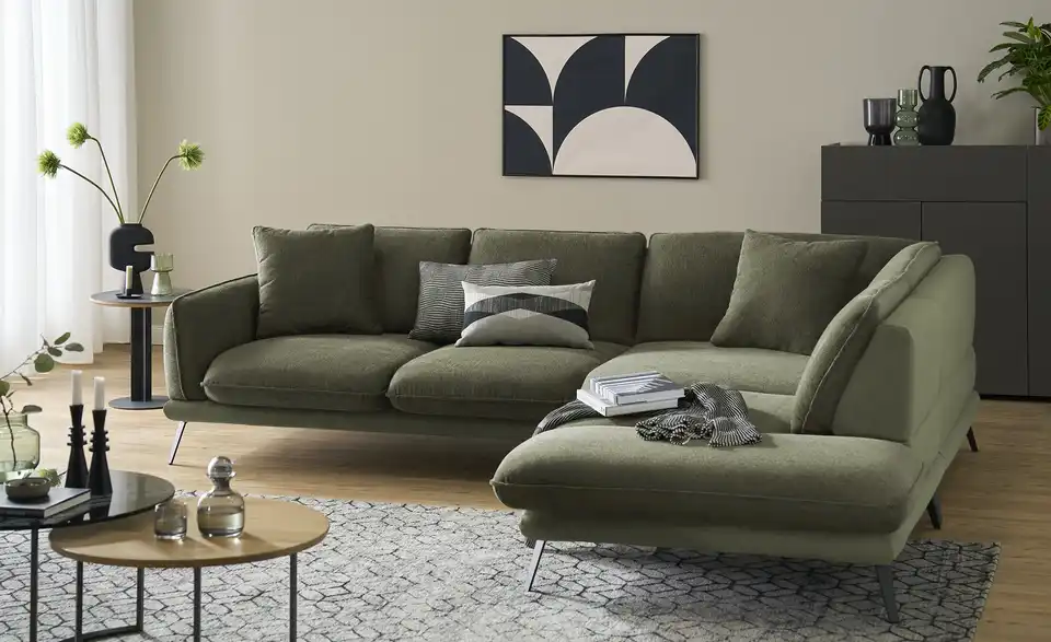 medium Ecksofa Romance BHT 302|86|253 cm, Mikrofaser