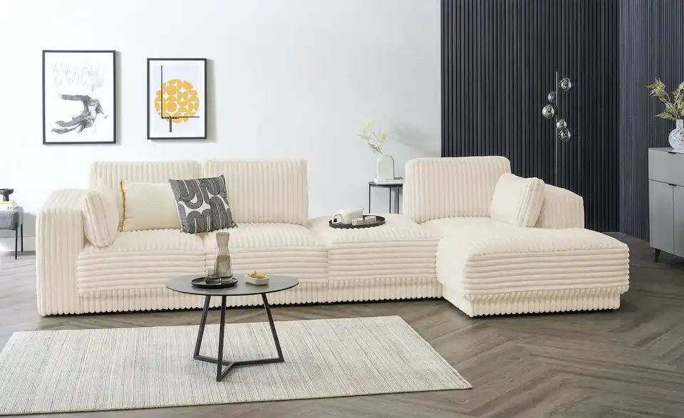 switch Ecksofa in modernem Breitcord Torrino BHT 372|95|173 cm, Cordstoff grob