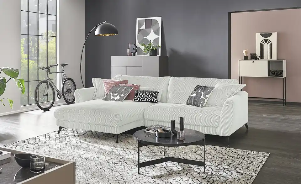 Ecksofa Cordstoff Amina BHT 288|81|194 cm, Cordstoff