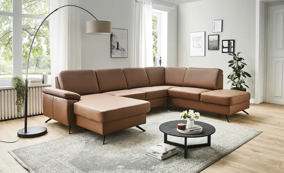 meinSofa Wohnlandschaft mit Sitz- und Rückenbezug aus Leder Kathi BHT 309|86|235 cm, Leder