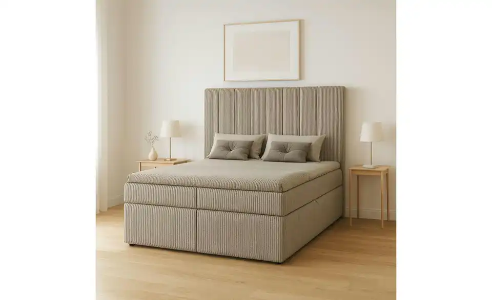 Boxbett mit Stauraum, Cord Nero Box BHL 122|124|213 cm