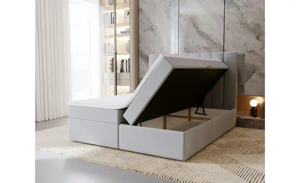 Boxbett mit Stauraum, Cord Nero Box BHL 122|124|213 cm