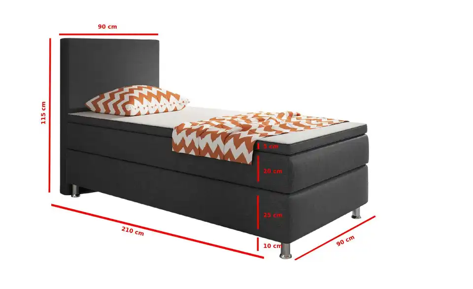 Boxspringbett Berlin BHL 90|115|210 cm