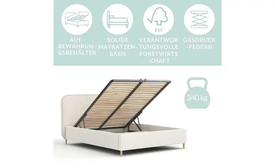 Polsterbett mit Stauraum Livy BHL 151|116|219 cm