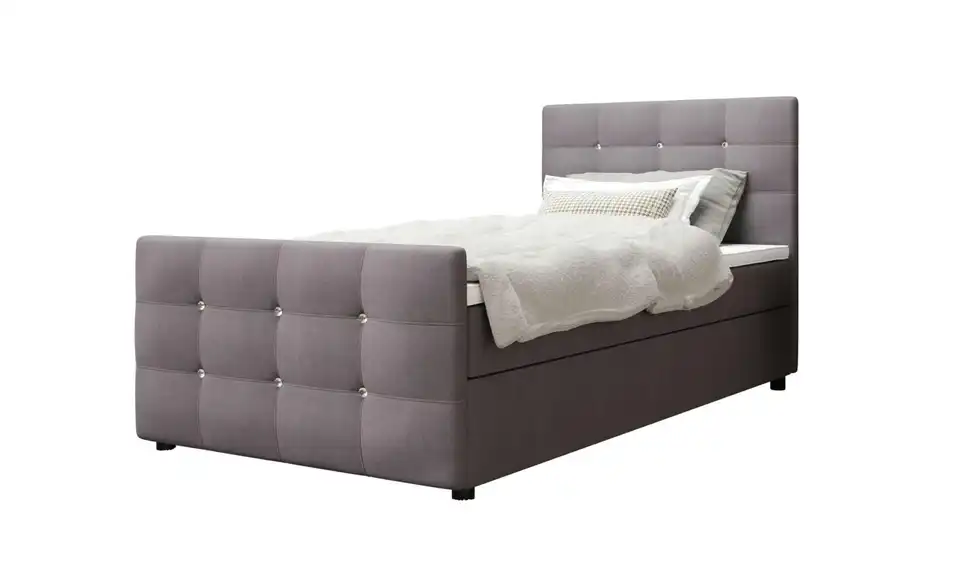 Boxbett mit Stauraum, Matratze H3 und Topper Kleo BHL 90|105|218 cm