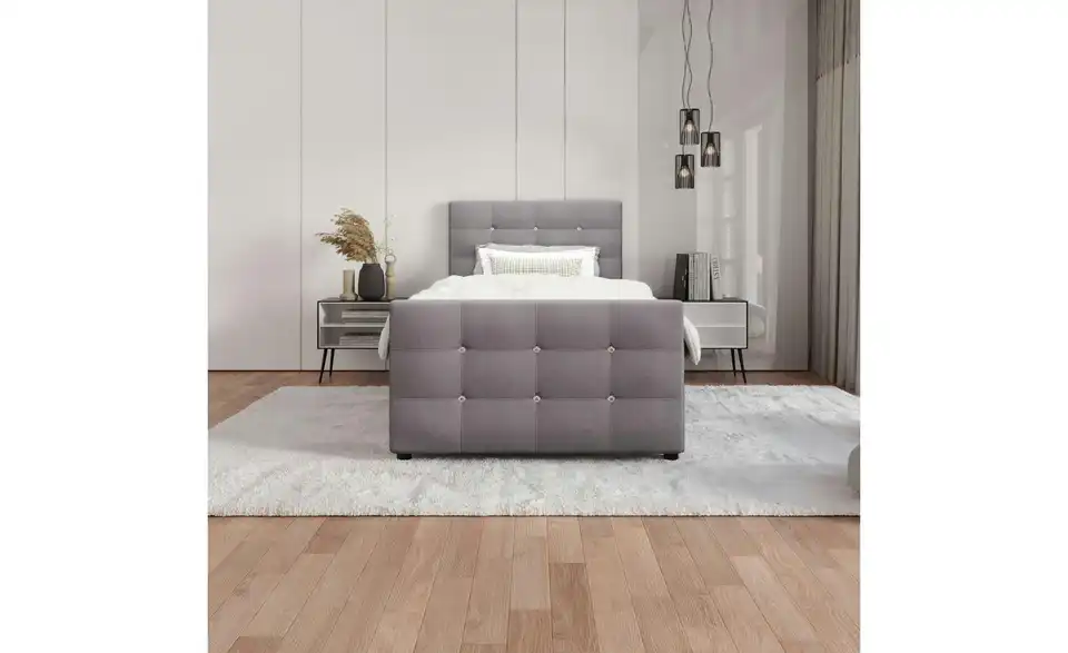 Boxbett mit Stauraum, Matratze H3 und Topper Kleo BHL 90|105|218 cm