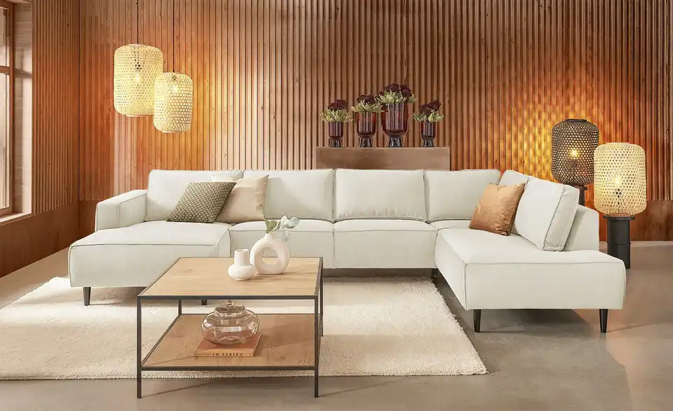 SOHO Wohnlandschaft Jesska BHT 335|83|200 cm, Cordstoff fein