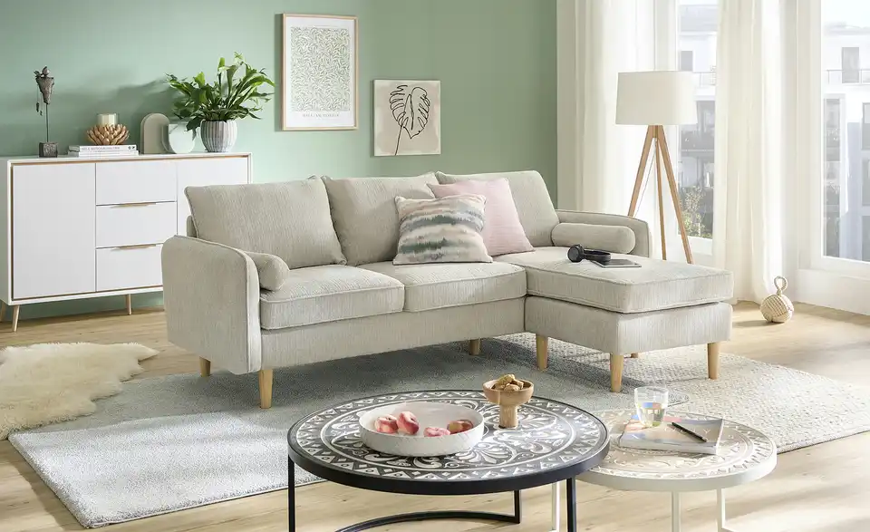 Sofa mit Hocker Quinn H 83 cm, Flachgewebe