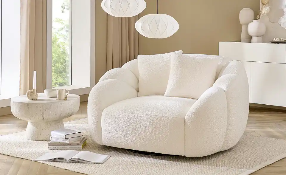 uno Sessel drehbar Liv BHT 151|83|134 cm, Boucléstoff uno Sessel drehbar Liv BHT 151|83|134 cm, Boucléstoff