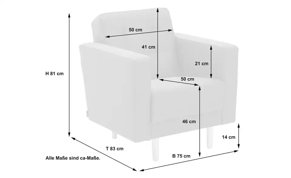 Max Winzer Sessel Jasmin BHL 75|81|83 cm, Flachgewebe
