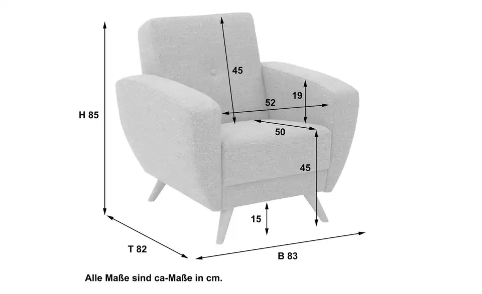 Max Winzer Sessel Jerry BHL 83|85|82 cm, Flachgewebe