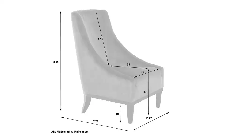 Max Winzer Sessel Lina BHL 67|96|78 cm, Samt