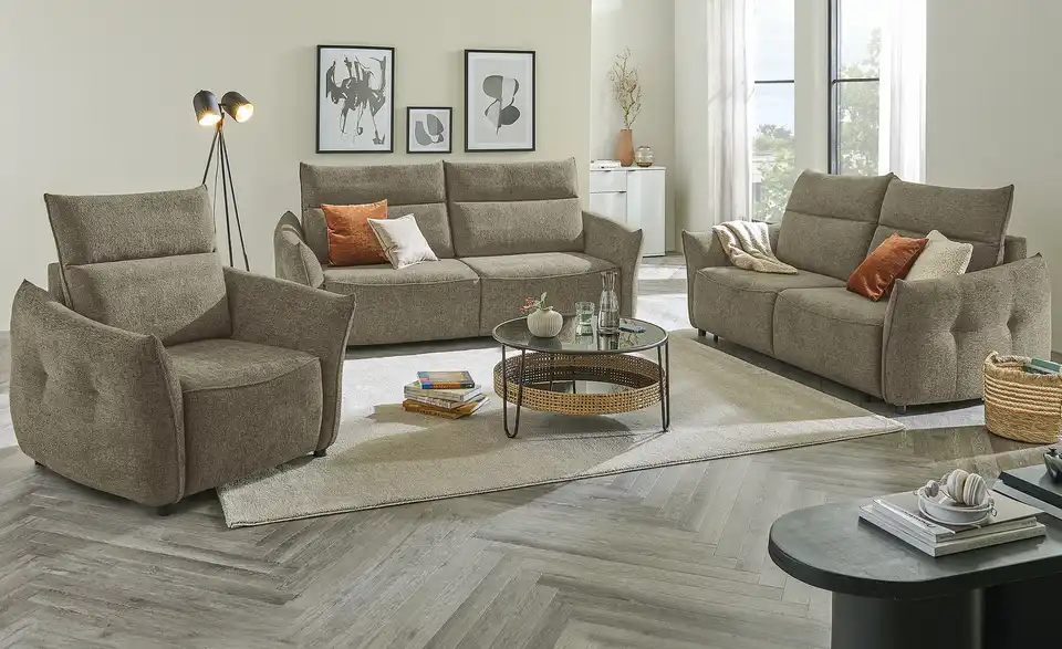 smart Big Sofa Linda BHT 226|78|100 cm, Flachgewebe grob