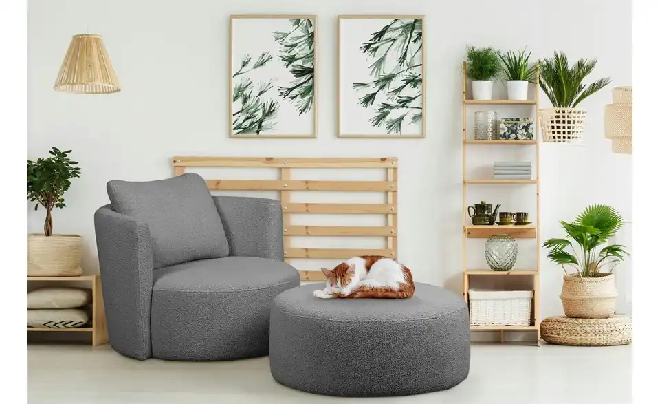 KONSIMO Drehsessel Raggi BHL 92|75|94 cm, Boucléstoff KONSIMO Drehsessel Raggi BHL 92|75|94 cm, Boucléstoff