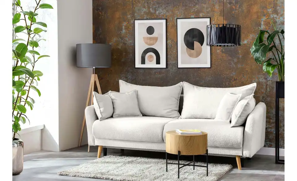 KONSIMO Einzelsofa Belmos BHL 228|102|95 cm, Boucléstoff