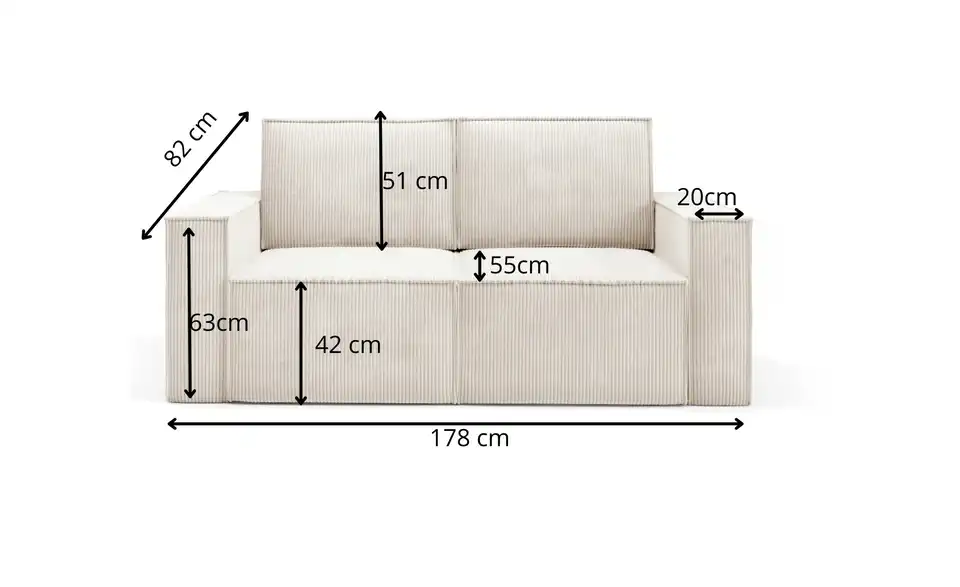 Einzelsofa Orto BHL 178|93|82 cm, Velours