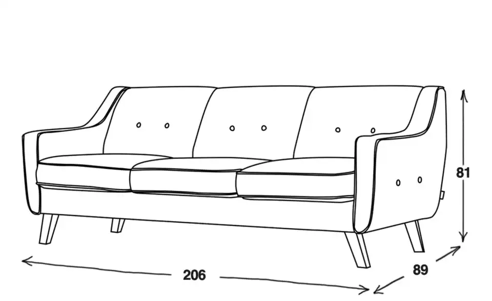 KONSIMO Einzelsofa Terso BHL 206|81|89 cm, Velours
