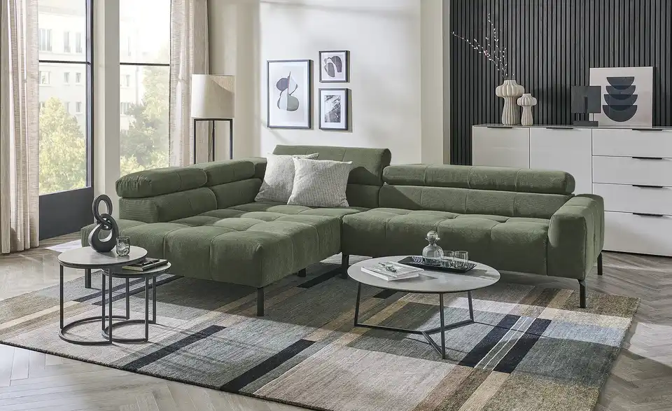 Max Schelling Ecksofa verstellbare Kopfteile MS Verve BHT 311|88|219 cm, Cordstoff fein