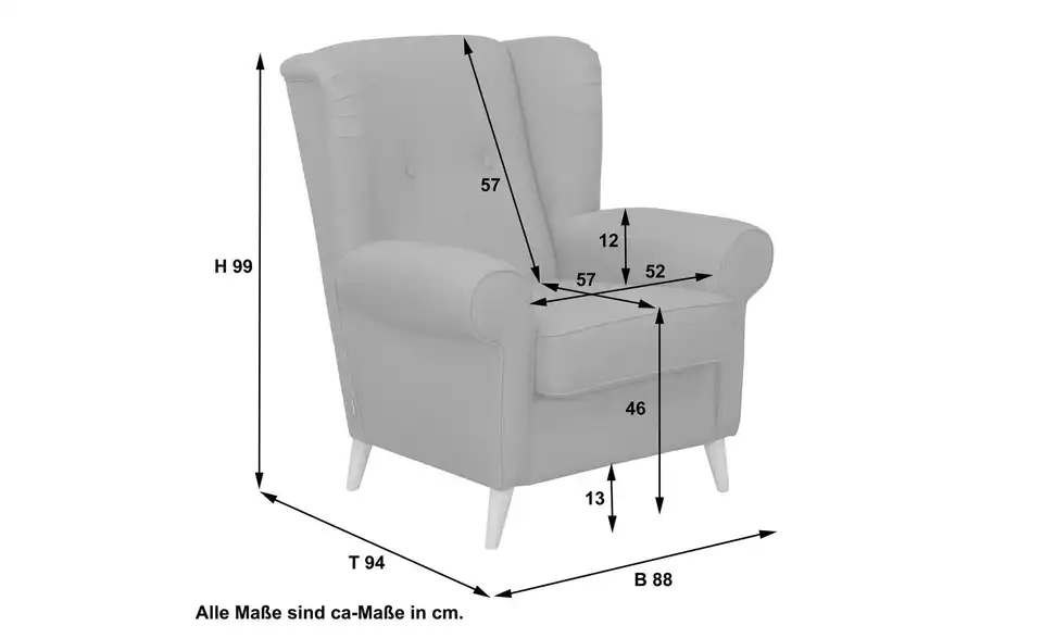 Max Winzer Sessel Anton BHL 88|99|94 cm, Flachgewebe