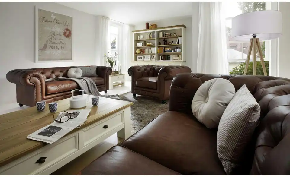Max Winzer Chesterfieldsofa Einzelsofa BHL 196|77|100 cm, Leder