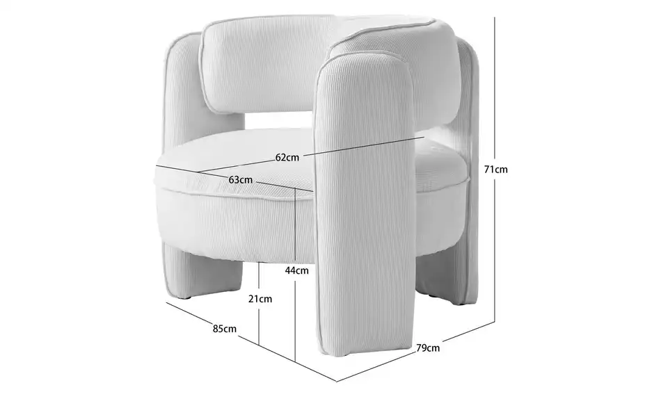Sessel BHL 85|71|79 cm, Boucléstoff