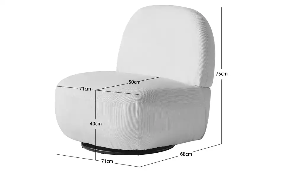 Sessel Kampala BHL 71|75|68 cm, Boucléstoff