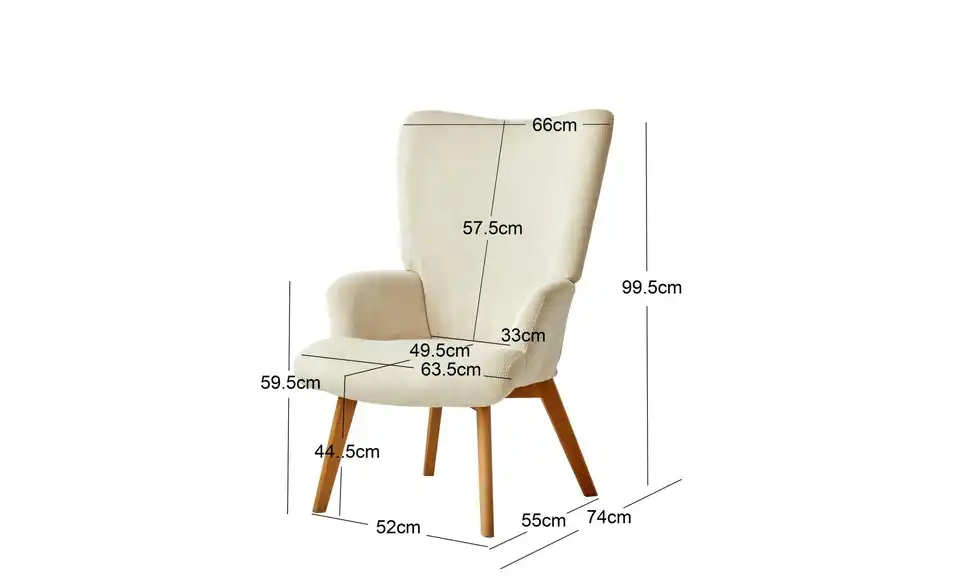 Sessel Malmo BHL 64|100|74 cm, Samt